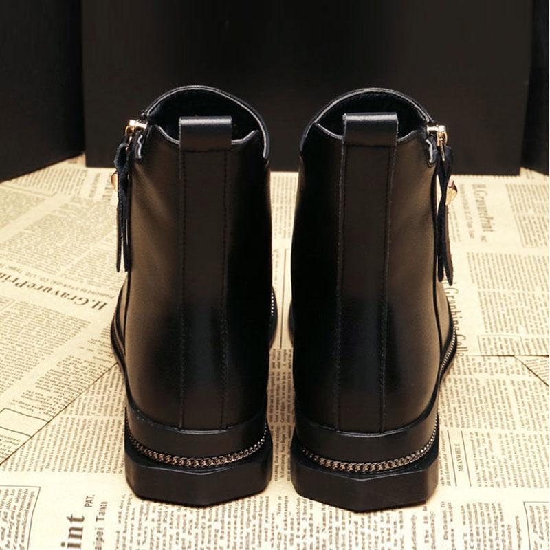 Martin Boots Woman British Style Flat Female Short Boots Single Boots Black Leather Boots Chelsea Boots