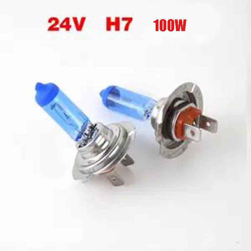 2pcs Car Bulb 24V12V Xenon Headlight 100W H1 H4 H7 H3 Strong Light Halogen Bulb Far and Near Light Light Integrated Super Bright White Light