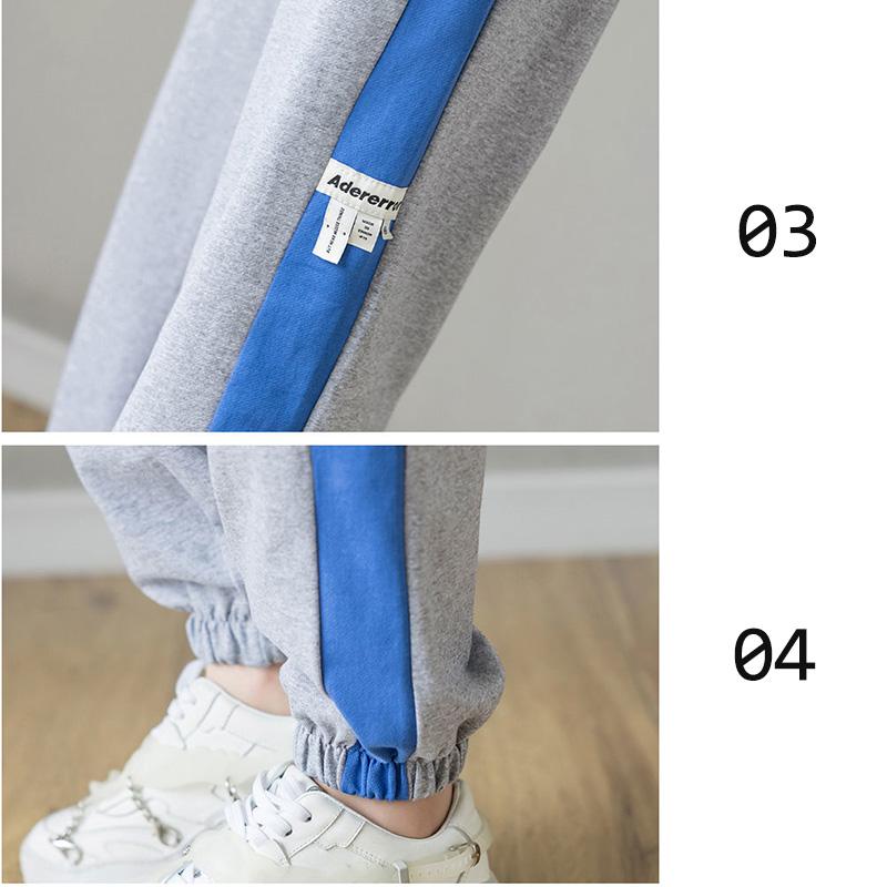 WTEMPO Stitching Stripes Sport Pants Elastic Waist Joggers Casyal Women Long Sweatpants Loose Casual Solid Color Baggy Trousers