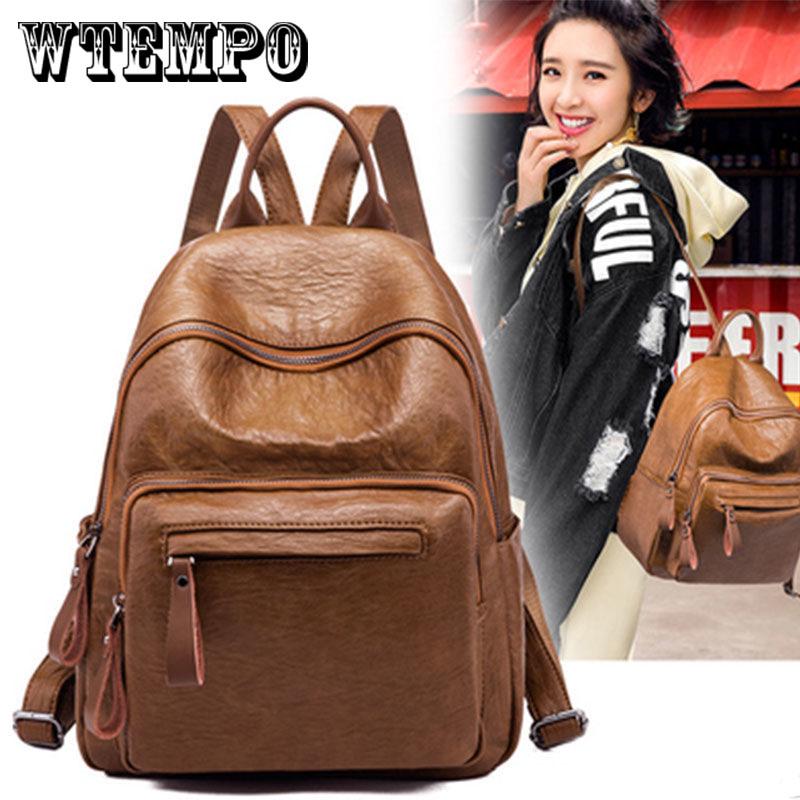 Backpack Women Shoulder School Bags Vintage Leather Anti Theft Backpack Back Pack Lady