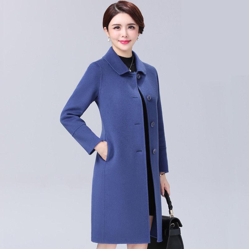 Women's Wool Coat Fashion Long Woolen Coat Female Winter Jacket Warm Long Outerwear Women Jacket