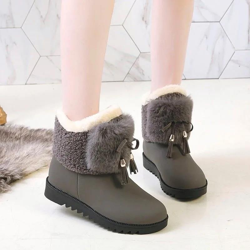 Snow Boots Female Autumn and Winter Korean Wild Student Cotton Shoes Short Tube Plus Velvet Thick Warm Fashion Boots