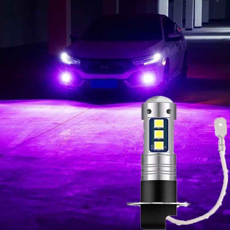 H3 220W Super Bright Headlight Seven Color LED Car Front Fog Light Natural/ Strobe Light Car Light Bulb