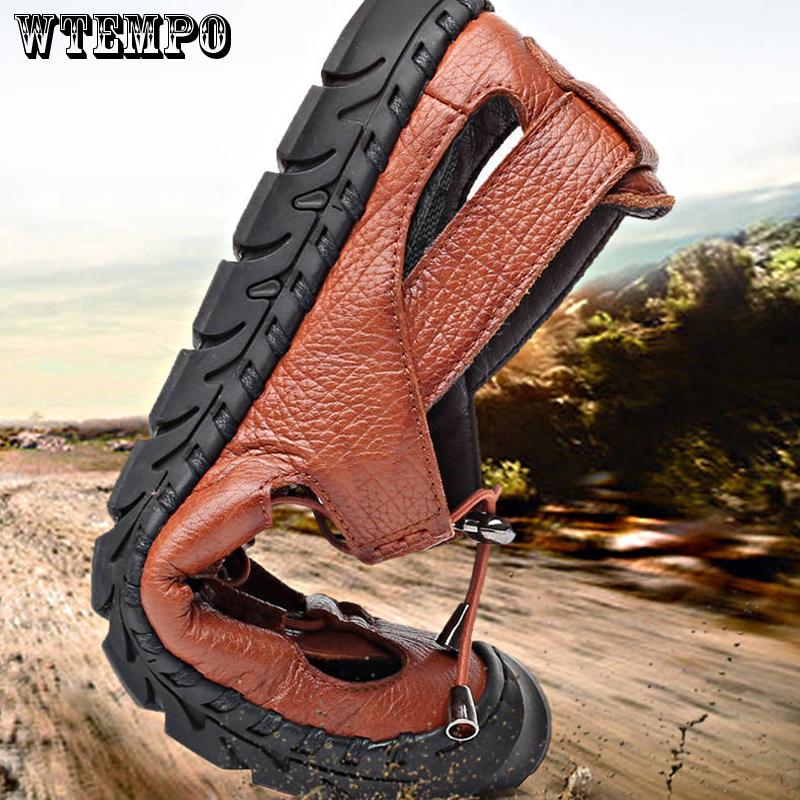 Men's Sandals Leather Non-slip Beach Outdoor Leather Sandals Men's Hole Shoes