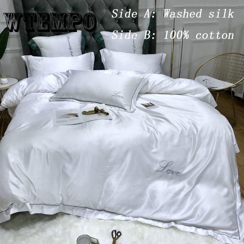 European High Quality Satin Jacquard 4-piece Cotton Bedding Set Quilt Cover Quilt Cover Flat