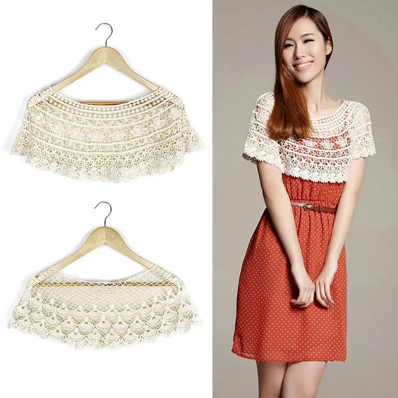 WTEMPO Summer Thin Sunscreen Solid Color Knotted Neckties Hollow Lace Shawl  Versatile  Pair with Dress