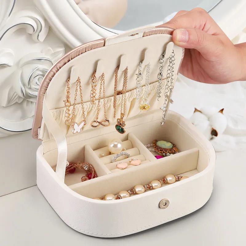 Jewelry Storage Box Small Necklace Ring Earrings Earrings Storage Artifact Portable Travel Simple Jewelry Jewelry Box