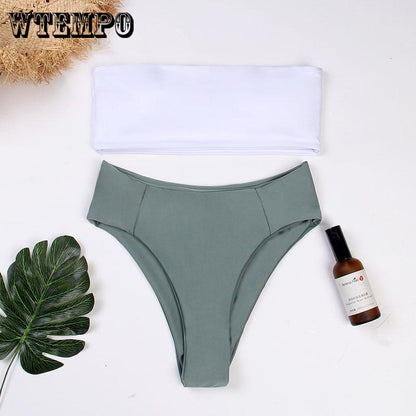 WTEMPO Fashion Split Tube Top Bikini Sexy Swimsuit