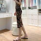 European Women Autumn Print Pencil Skirt High Stretch  Midi Slipt Hip Skirt Female