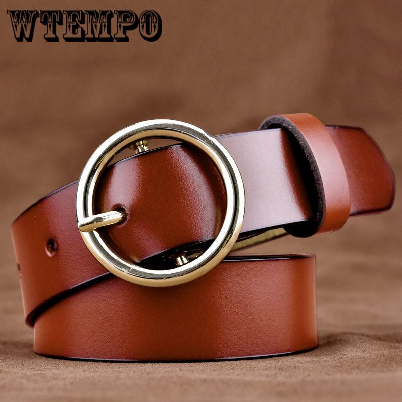 Leather Belts for Women Jeans Strap Vintage Metal Pin Buckle Fashion Style Trouser Cummerbunds