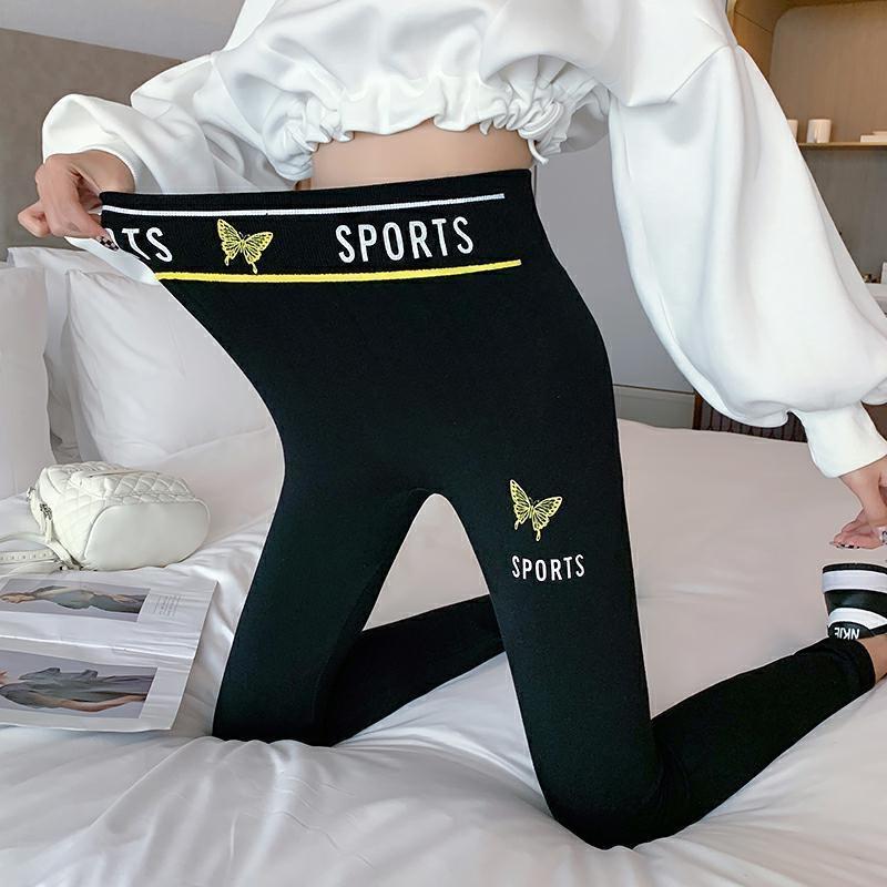 Modal Large Size Super Stretch High Waist Women's Outer Wear Leggings Autumn and Winter Plus Velvet Belly Slimming All-match Sports Pants