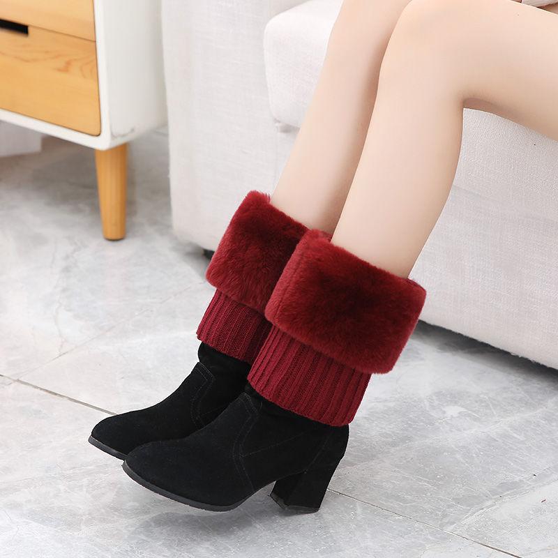 Real Rabbit Furnish Bag Fashion Flipped Legs Set Hundred Peel Socks Set Autumn Winter General Warm Calf Leg Warmers Rex rabbit hair