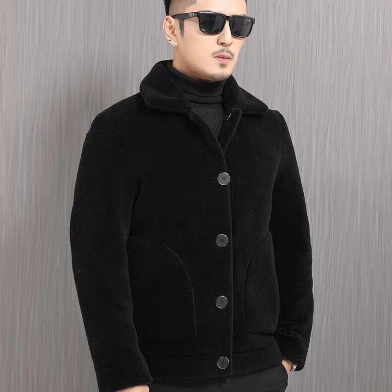 Men's Winter Fur Coat Fur Coat Imitation Lamb Hair Short Leather Sheep Shearing Coat Thick Jacket