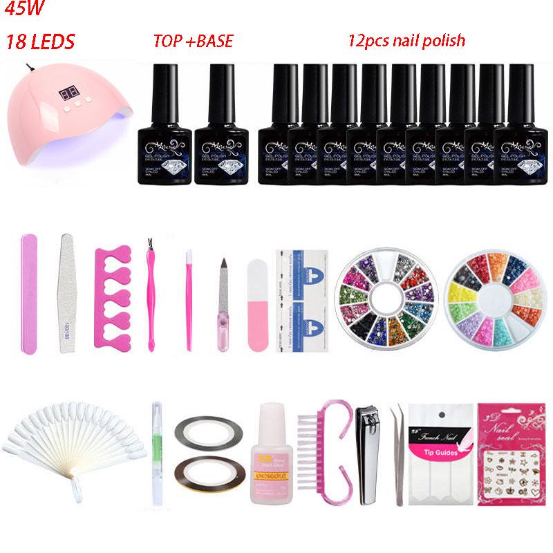 Nail Kit 45/48W LED UV Lamp nail dryer set Gel Nail Polish Set Nail Art Tool kit Manicure Set