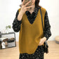 Retro V-neck Knitted Vest Women Spring and Autumn Waistcoat All-match Loose Vest Jacket