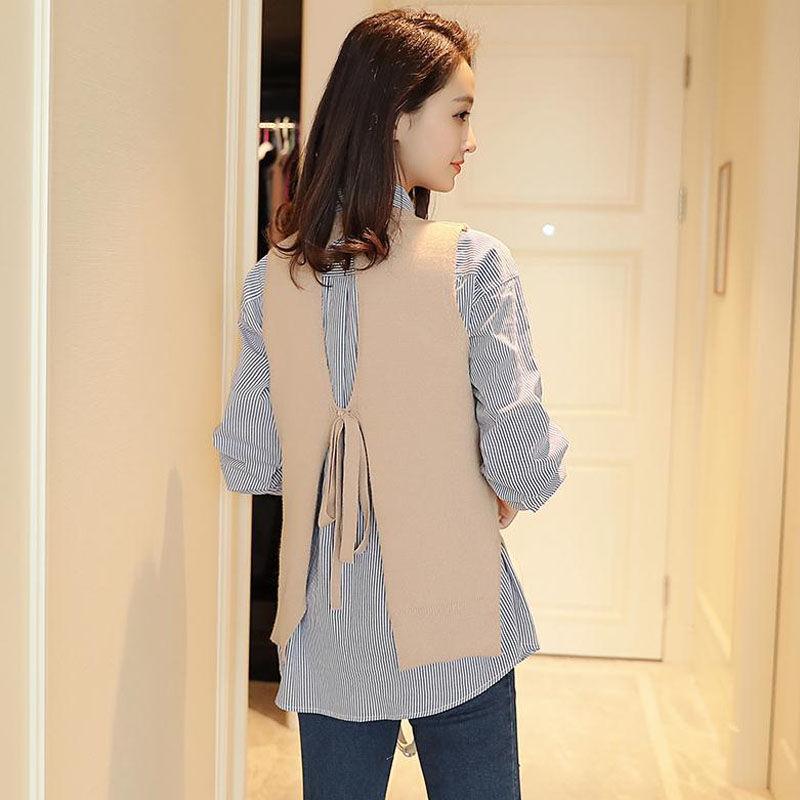 Hem Slit Sleeveless Sweater Women Spring and Autumn Pullover Loose Top All-match Knitwear Fashion Casual Vest