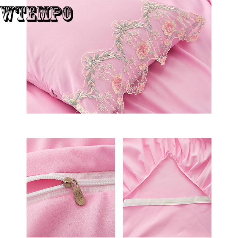 Princess Style Duvet Cover Set Cotton Bedding Sets Girls Cute Lace Bed Skirt Bedding Sets