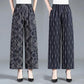 Cotton Silk Pocket Wide-leg Pants, Floral Pants, Nine-point Casual High-waist Rayon Trousers
