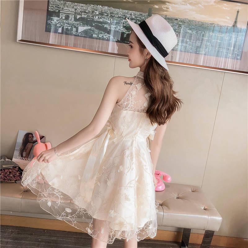 Fashion Net Yarn Princess Dress Organza Dress Lady Summer Sweet Above Knee Sleeveless Party Dress