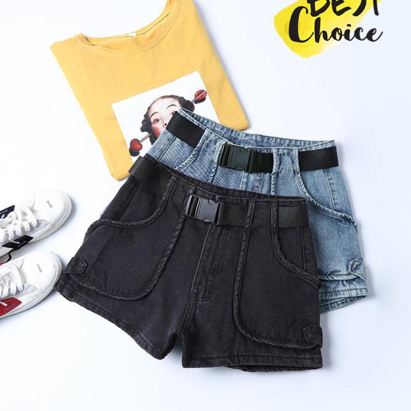 Women's Denim Shorts Women's Loose Straight Super High Waist Net Red Was Thin Summer A-line Pants