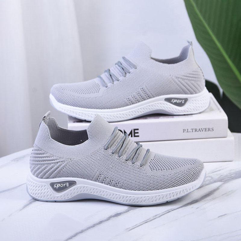 Women's Single Shoes Stretch Mesh Cotton Casual Breathable Sneakers Lazy One-legged Soft-soled Cloth Shoes