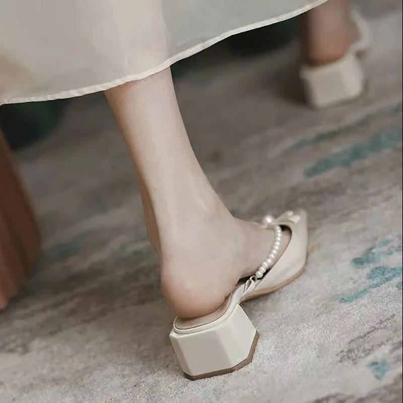Fairy Sandals Gentle Single Shoes French Niche Sandals Baotou Half-toe Shoes Women's Summer Wear Mules