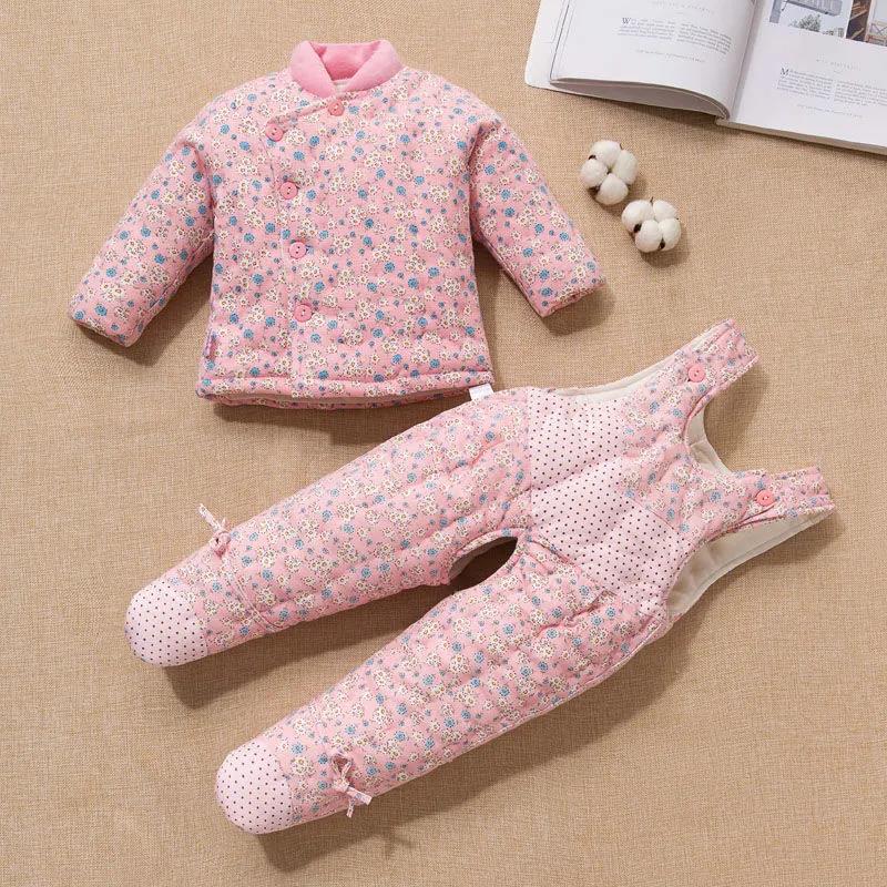 Newborn Winter Cotton-padded Clothes Baby Foot-wrapped Warm Suit Solid Color Small Fresh Floral Pattern Handmade Cotton Padded Jacket