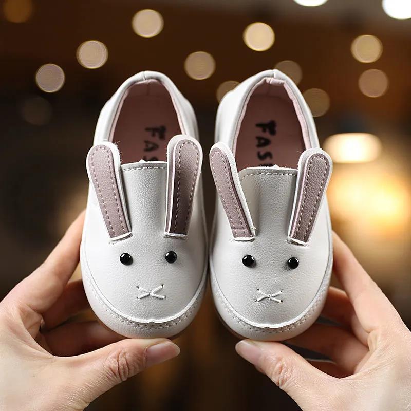 Children's Spring and Summer Shoes Girl's Soft Sole Princess Leather Shoes Anti-slip Cartoon Little Rabbit Single Shoes