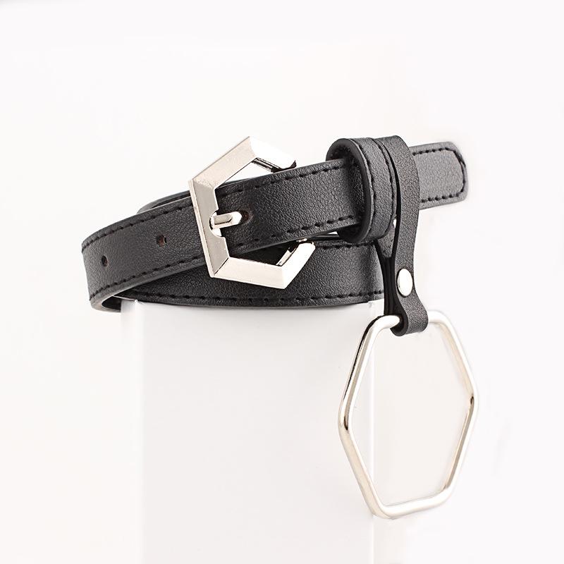 Round buckle pin buckle belt belt women combination fashion trend with rings belt