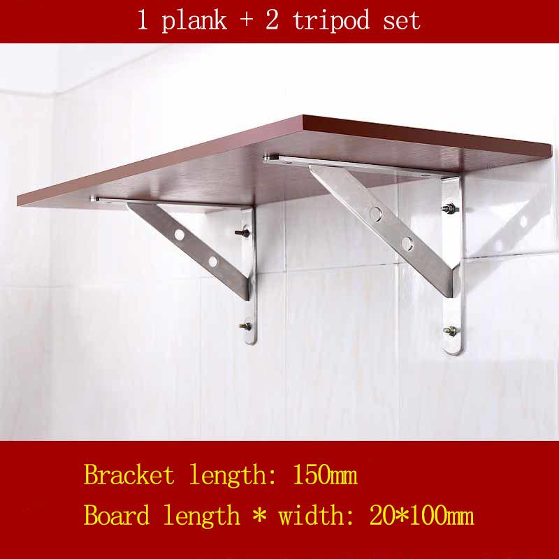 Stainless Steel Tripod with Wooden Shelf Bracket Set Right Angle Bracket Kitchen Support Frame