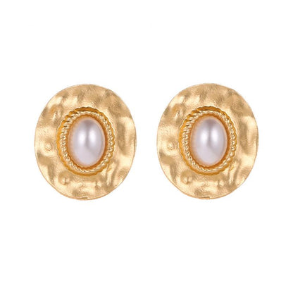 Earrings, Temperament Round Twisted Pearl Stud Earrings, Simple Versatile Earrings