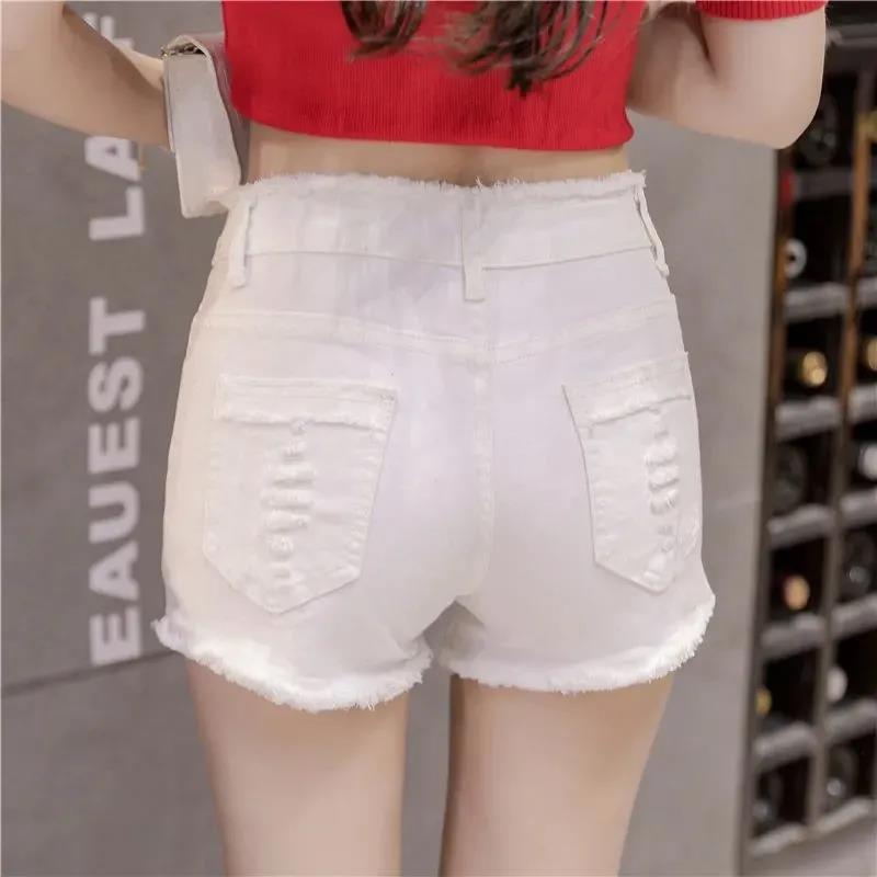 Super Stretch High Waist Denim Shorts Women's Tight-fitting Thin Autumn and Summer Thin Stretch Slim A-line Pants