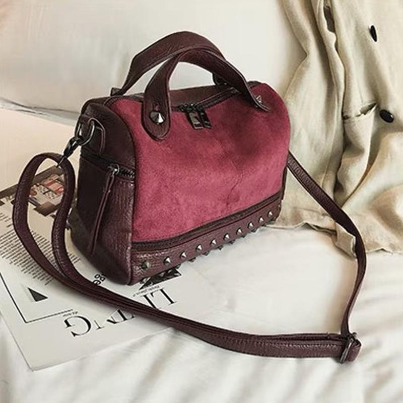 Bag Female Trend Fashion Frosted Rivet Single-shoulder Large-capacity Messenger Bag Boston Bag