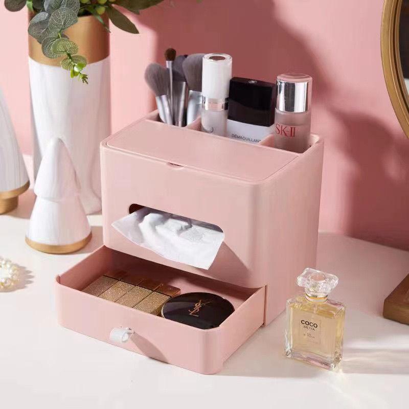 Multifunctional Desktop Tissue Box Home Living Room Bedroom Shelf Creative Remote Control Storage Box Coffee Table Drawer