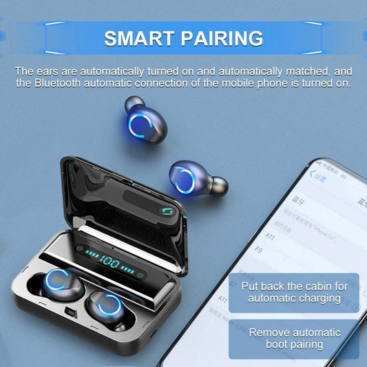 Bluetooth Earphones Mini LED Display Headphone Stero Sound 1200mah Power Bank Sport Wireless Headset