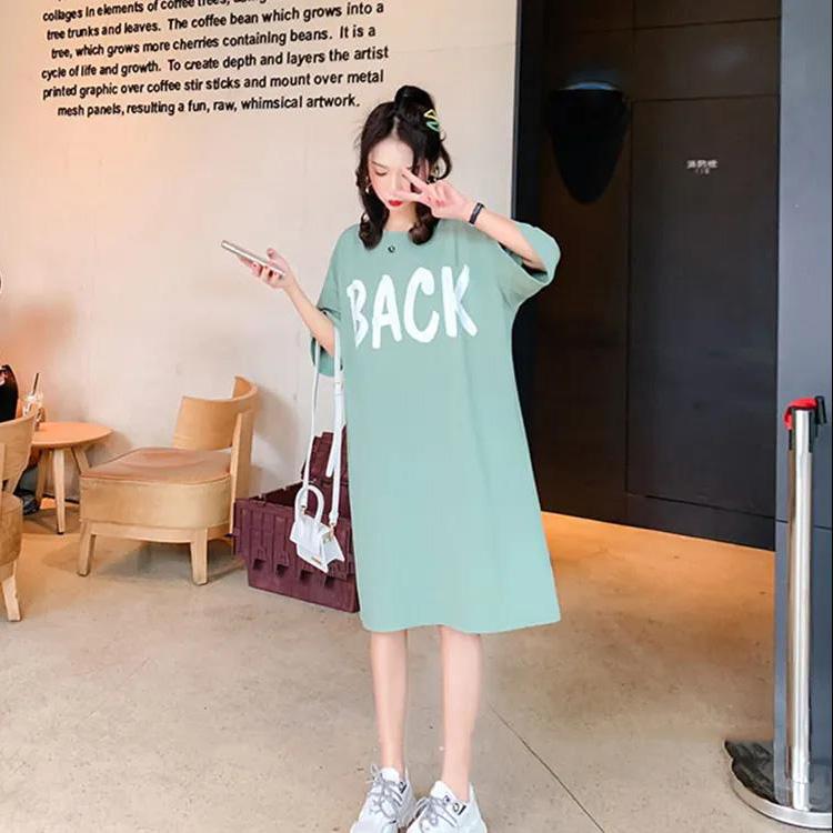 Women Dress Girl Loose O-Neck Casual Long T-shirt Dress Big Loose Home Comfort Outer Convenient