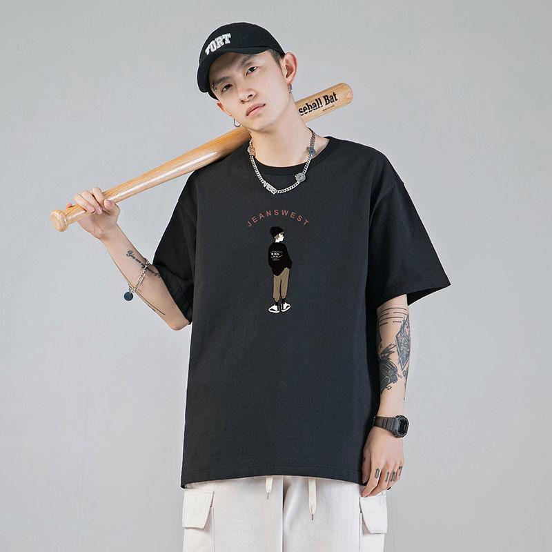 Loose All-match Cotton Casual Round Neck Cartoon Printed Sports T-shirt