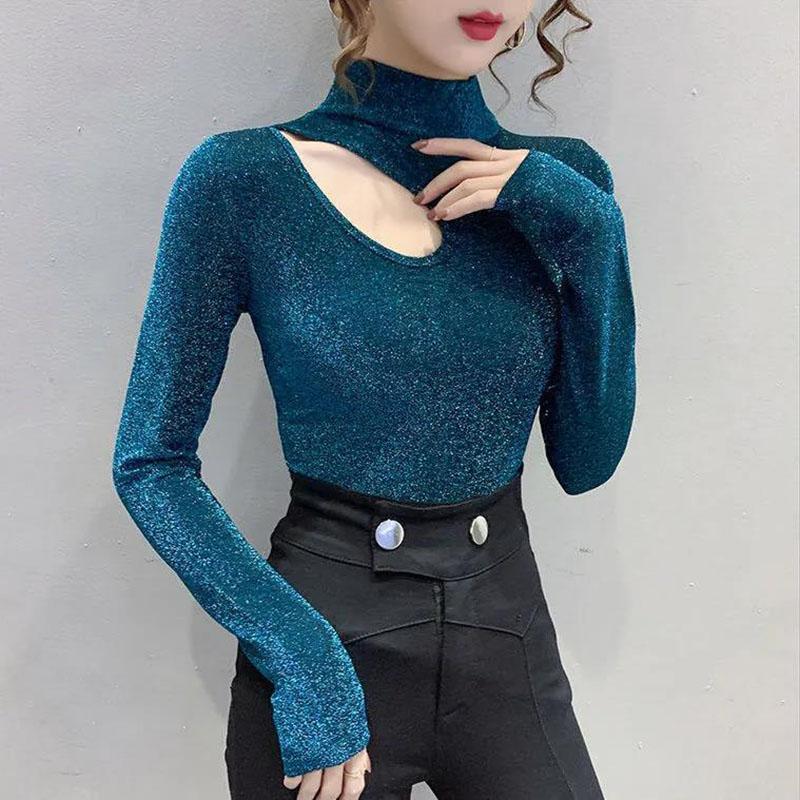 Women's Spring and Autumn Long Sleeve Top Half Turtleneck Slim All-match Bottoming Shirt