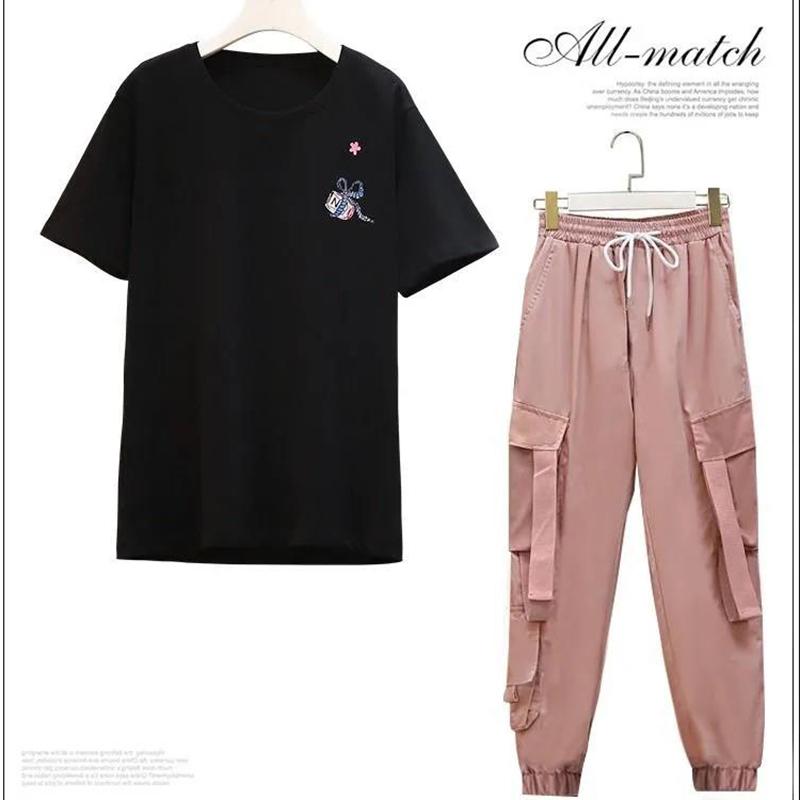 Suit Women Spring and Summer Loose Thin Casual Two-piece Sports and Leisure Suit Cool Girl Adjustable Waist Two-piece Suit