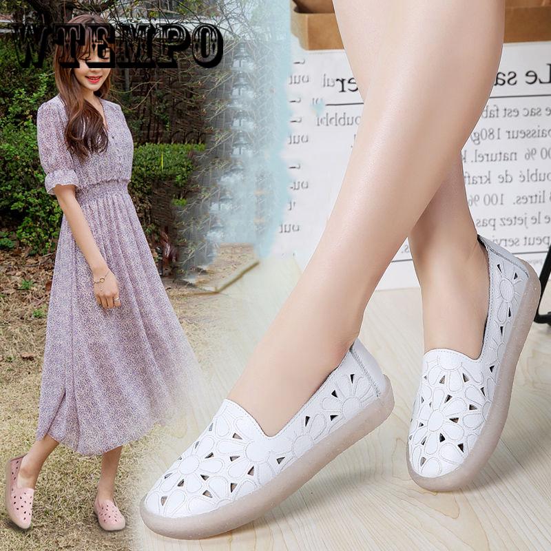 Pair of Shoes Women Genuine Leather Shoes Slip on Women Flat Comfortable Shoes Woman Summer Shoes