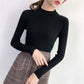 Autumn and Winter Half Turtleneck Sweater Short Knit Bottoming Shirt European and American Style All-match Female Top