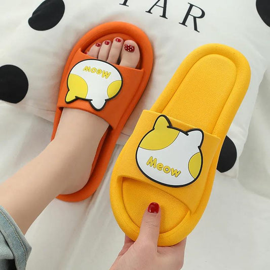 Summer Women's and Men's Slippers Flat Bottom Non-slip Outer Wear Cartoon Slippers