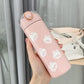 350/480ml Cartoons Stainless Steel Vacuum Flask Coffee Tea Milk Travel Straw Cup Cute Bear Water Bottle Insulated Thermos