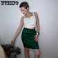 Cotton and Linen Short Skirt Summer Women's Casual High Waist Bow Loose Bag Hip Skirt with Pocket