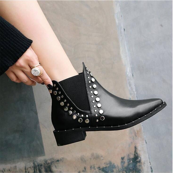Chelsea boots Women Boots Autumn Winter High Heel Pointed Toe Ankle Winter Simple Versatile Booties