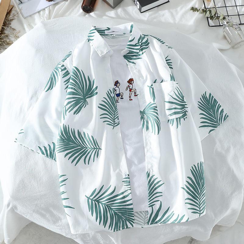 Summer Short-sleeved Shirt Retro Loose Seaside Holiday Flower Shirt Beach Couple