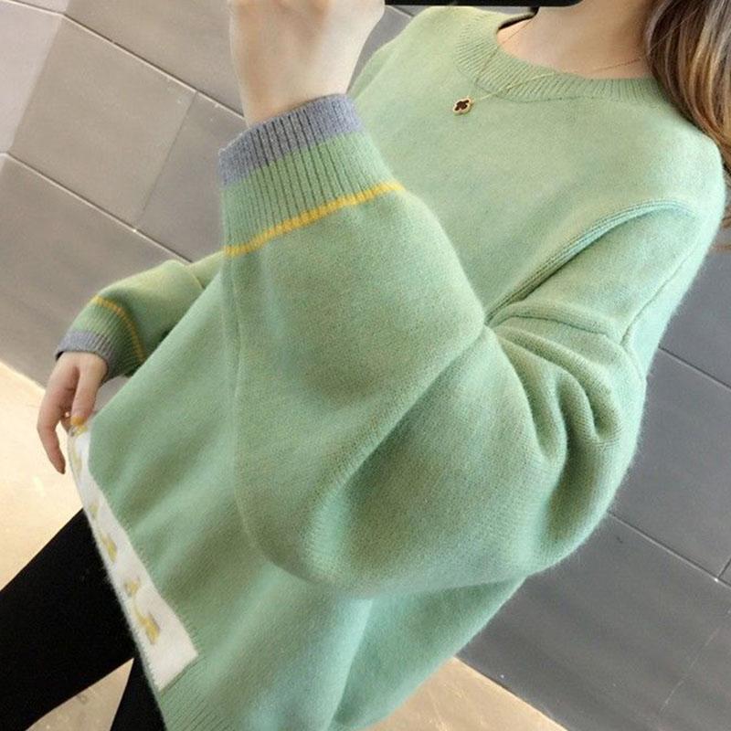 Autumn and Winter Loose Pullover Sweater Thick Short Knit Bottoming Shirt Fashion Casual Girl Sweater