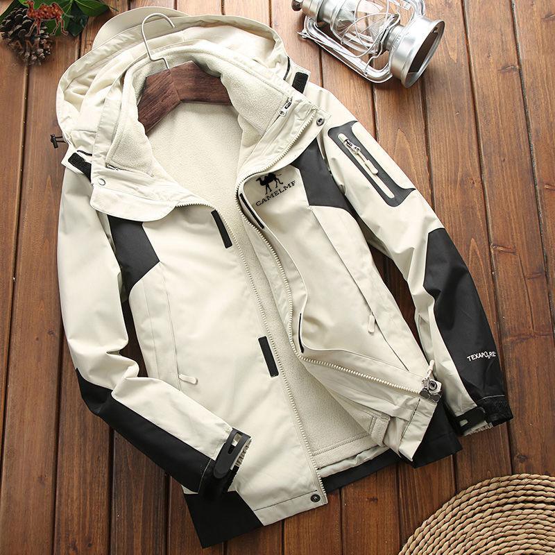Winter Women's Jacket Hooded Detachable Two-piece Outdoor Mountaineering Suit Skiing Plus Velvet Thickening Couple Jacket