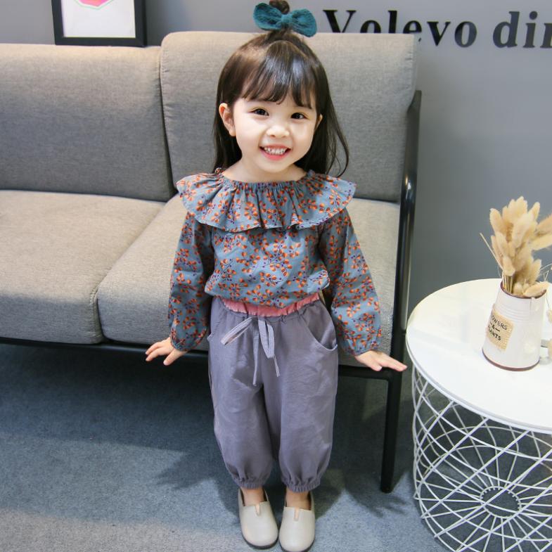 Korean Version Long Sleeve Girls' Spring and Autumn Children's Wear Floral Suit for 0-1-2-3-4 Years Old Infants