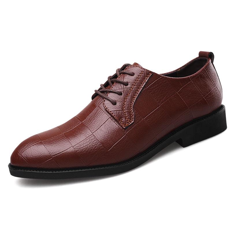 Pattern Wedding Men Dress Shoes Genuine Leather Business Men Formal Shoes